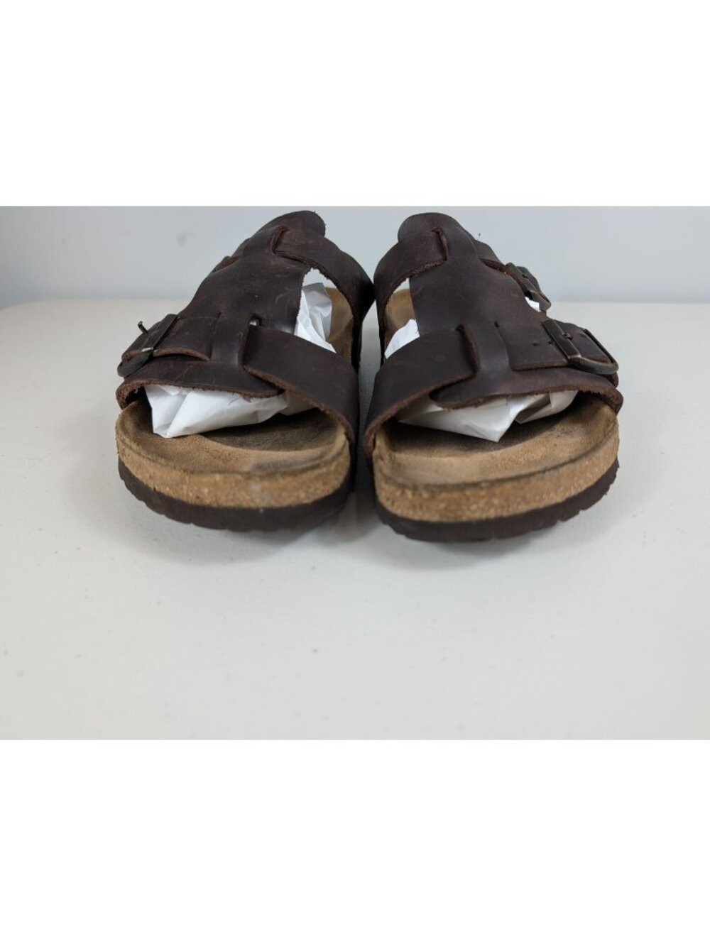Birkenstock Riva oiled leather sandals in dark brown unisex W11 M9